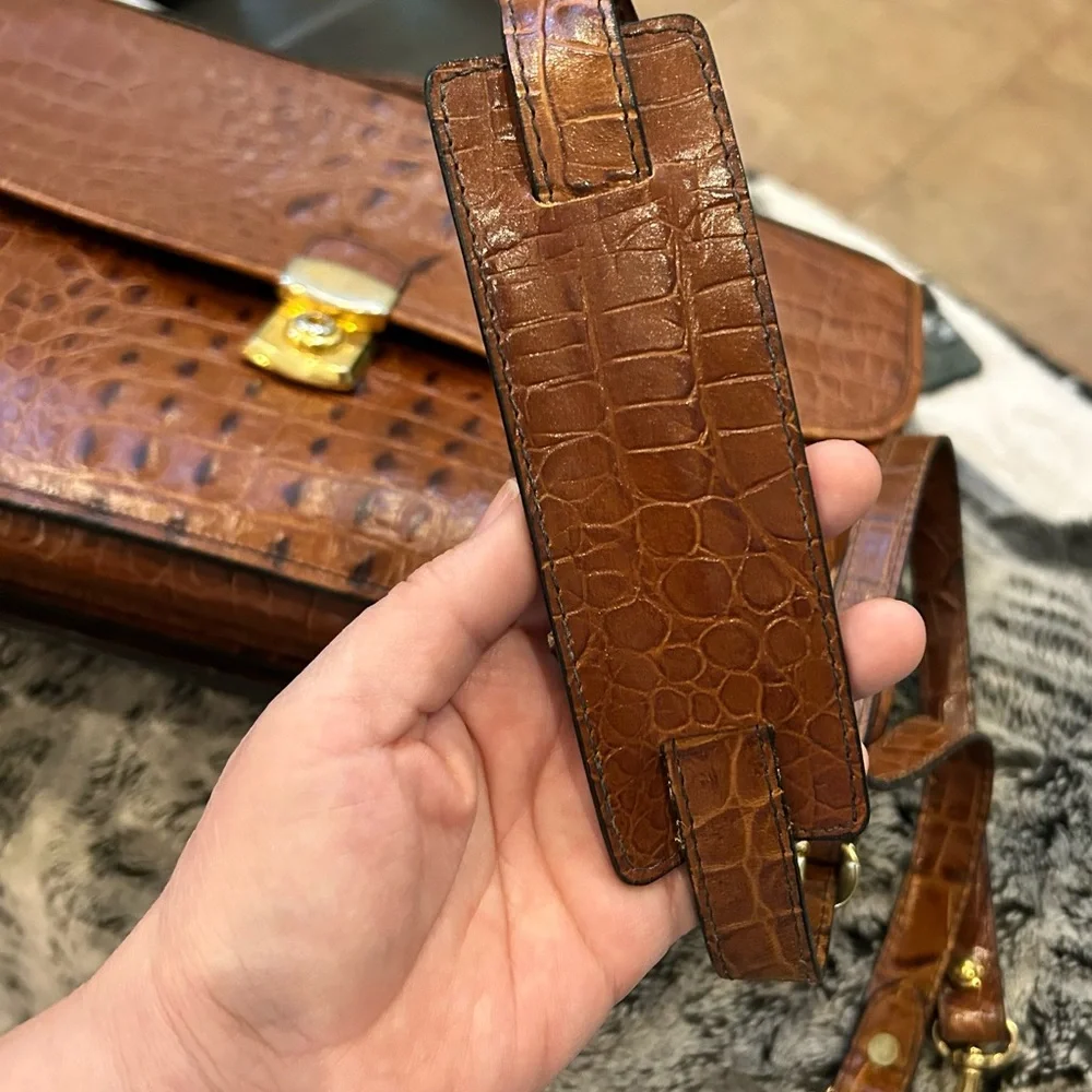 Gorgeous Brown Crocodile Embossed Leather Men's briefcase Bag executive VIP
